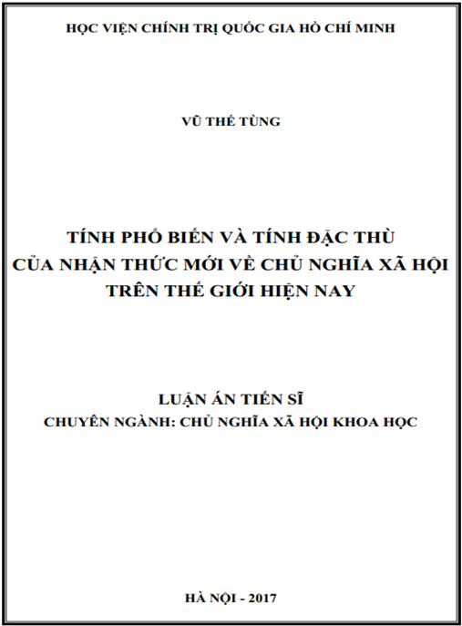 Luận án Tính phổ biến và tính đặc thù của nhận thức mới về chủ nghĩa xã hội trên thế giới hiện nay