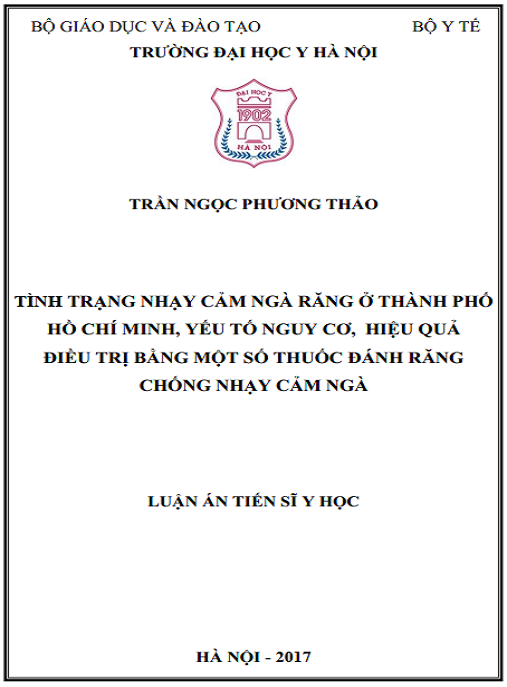 Luận án Tình trạng nhạy cảm ngà răng ở thành phố HCM, yếu tố nguy cơ – Hiệu quả điều trị bằng các loại thuốc đánh răng chống nhạy cảm ngà