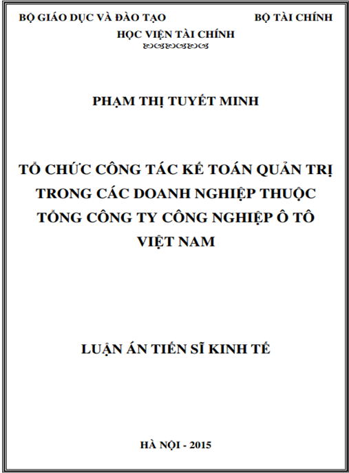 Luận án Tổ chức công tác kế toán quản trị trong các doanh nghiệp thuộc Tổng công ty Công nghiệp ô tô Việt Nam
