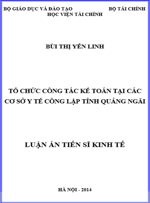Luận án Tổ chức công tác kế toán tại các cơ sở y tế công lập tỉnh Quảng Ngãi