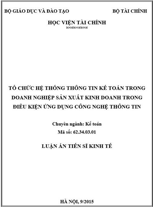 Luận án Tổ chức hệ thống thông tin kế toán trong doanh nghiệp sản xuất kinh doanh trong điều kiện ứng dụng công nghệ thông tin