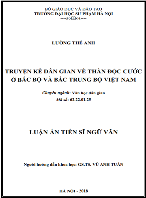Luận án Truyện kể dân gian về thần Độc Cước ở Bắc Bộ và Bắc Trung Bộ Việt Nam