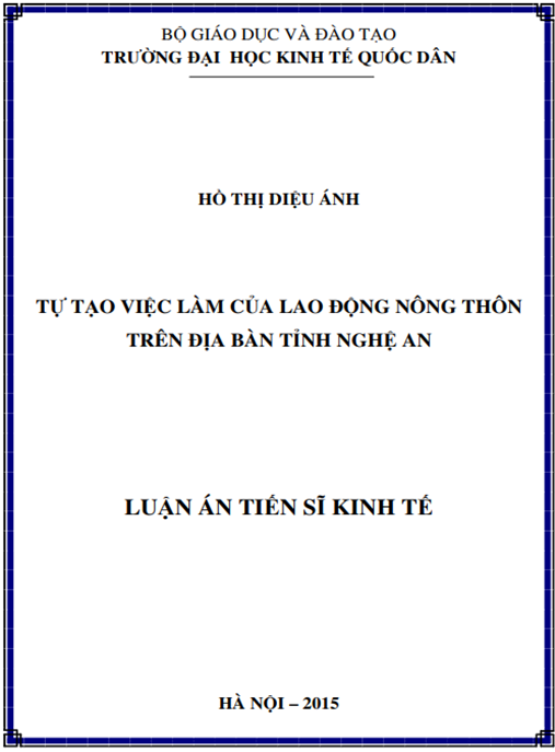 Luận án Tự tạo việc làm của lao động nông thôn trên địa bàn tỉnh Nghệ An