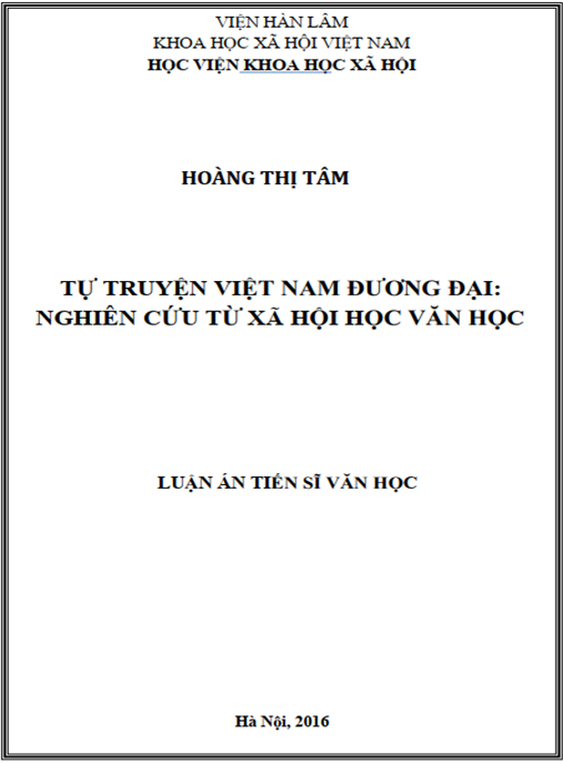 Luận án Tự truyện Việt Nam đương đại – Nghiên cứu từ xã hội học văn học