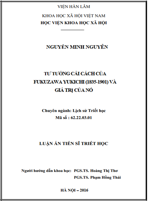 Luận án Tư tưởng cải cách của Fukuzawa Yukichi (1835-1901) và giá trị của nó