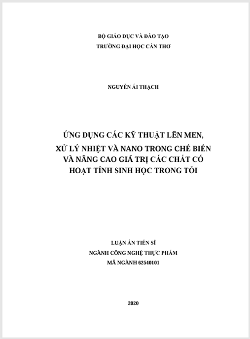 Luận án Ứng dụng các kỹ thuật lên men, xử lý nhiệt và nano trong chế biến và nâng cao giá trị các chất có hoạt tính sinh học trong tỏi
