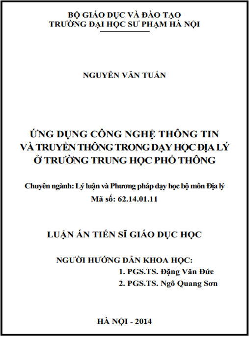 Luận án Ứng dụng công nghệ thông tin và truyền thông trong dạy học địa lý ở trường trung học phổ thông