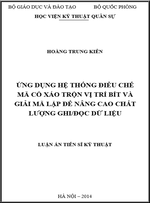 Luận án Ứng dụng hệ thống điều chế mã có xáo trộn vị trí bít và giải mã lặp để nâng cao chất lượng ghi/đọc dữ liệu