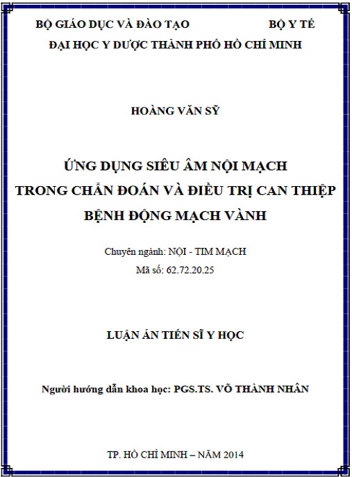 Luận án Ứng dụng siêu âm nội mạch trong chẩn đoán và điều trị can thiệp bệnh động mạch vành