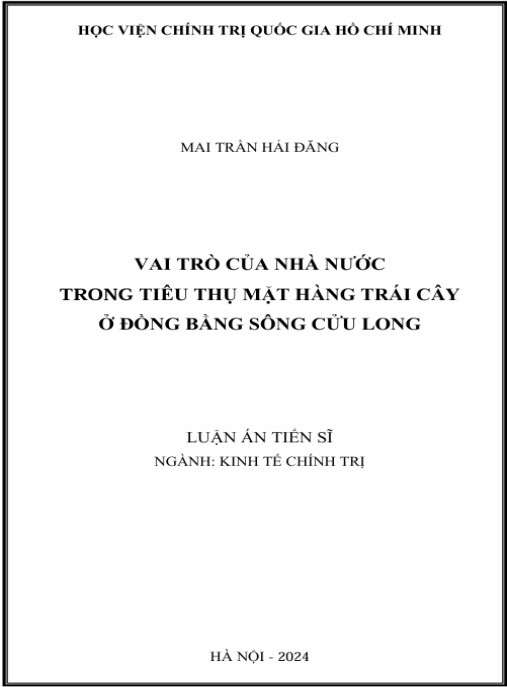 Luận án Vai trò của Nhà nước trong tiêu thụ mặt hàng trái cây ở đồng bằng sông Cửu Long
