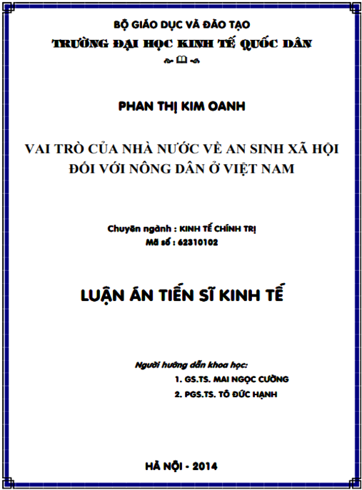 Luận án Vai trò của nhà nước về an sinh xã hội đối với nông dân ở Việt Nam