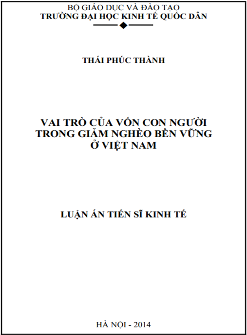 Luận án Vai trò của vốn con người trong giảm nghèo bền vững ở Việt Nam