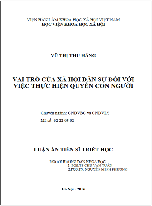 Luận án Vai trò của xã hội dân sự đối với việc thực hiện quyền con người