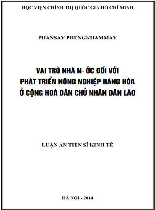 Luận án Vai trò nhà nước đối với phát triển nông nghiệp hàng hoá ở Cộng hoà Dân chủ Nhân dân Lào
