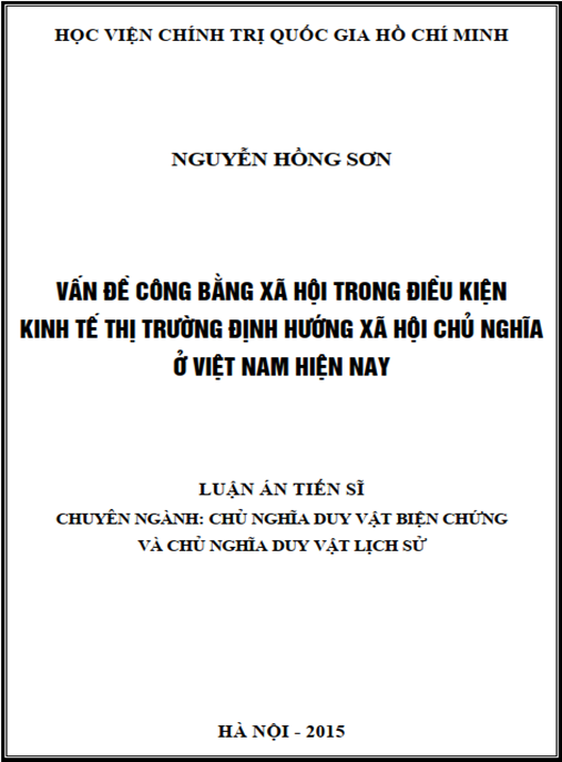 Luận án Vấn đề công bằng xã hội trong điều kiện kinh tế thị trường định hướng xã hội chủ nghĩa ở Việt Nam hiện nay
