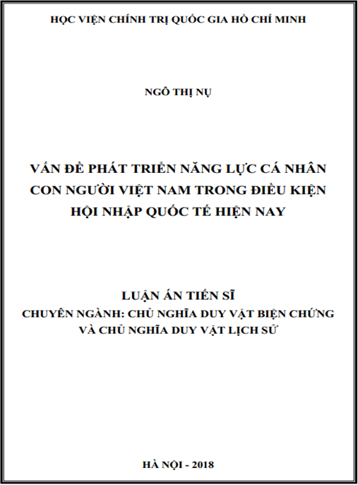 Luận án Vấn đề phát triển năng lực cá nhân con người Việt Nam trong điều kiện hội nhập quốc tế hiện nay
