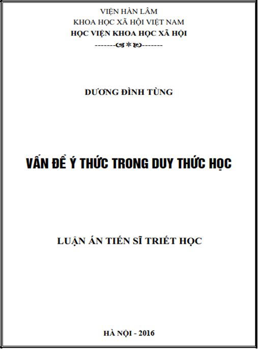 Luận án Vấn đề ý thức trong Duy thức học