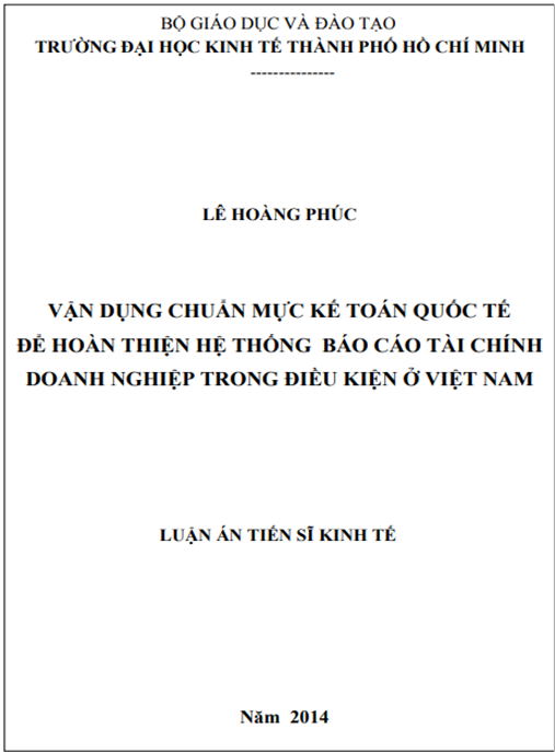 Luận án Vận dụng chuẩn mực kế toán quốc tế để hoàn thiện hệ thống báo cáo tài chính doanh nghiệp trong điều kiện ở Việt Nam