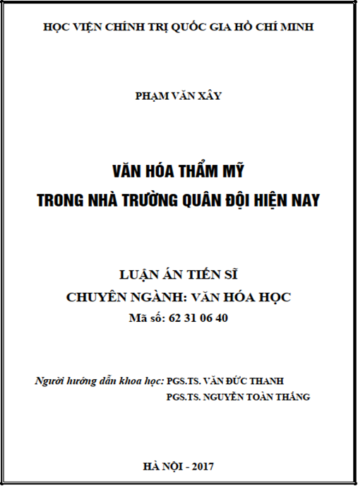Luận án Văn hóa thẩm mỹ trong nhà trường quân đội hiện nay