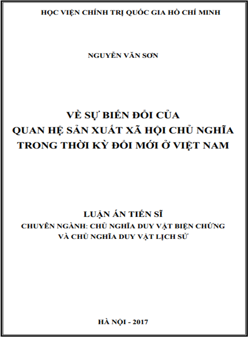 Luận án Về sự biến đổi của quan hệ sản xuất xã hội chủ nghĩa trong thời kỳ đổi mới ở Việt Nam