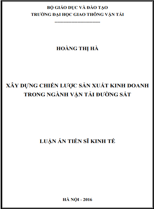 Luận án Xây dựng chiến lược sản xuất kinh doanh trong ngành vận tải đường sắt