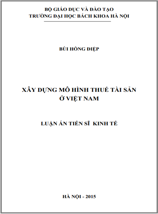 Luận án Xây dựng mô hình thuế tài sản ở Việt Nam