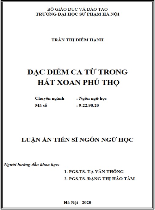 Luận án Đặc điểm ca từ trong hát Xoan Phú Thọ