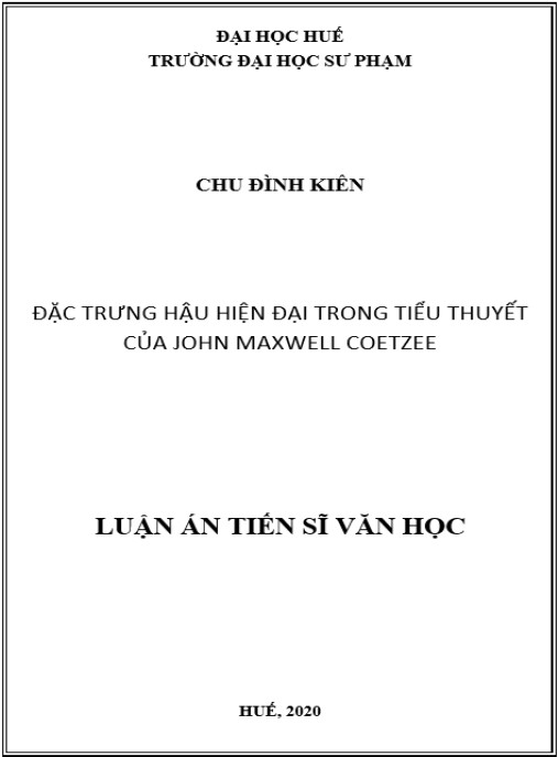 Luận án Đặc trưng hậu hiện đại trong tiểu thuyết của John Maxwell Coetzee