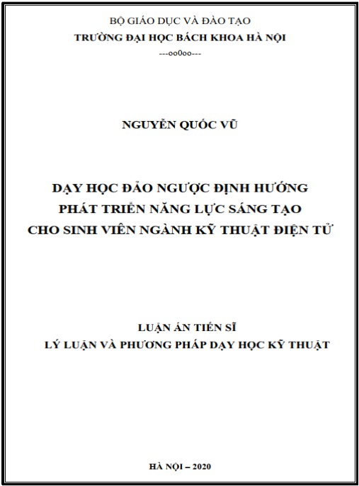 Luận án Dạy học đảo ngược định hướng phát triển năng lực sáng tạo cho sinh viên ngành kỹ thuật điện tử