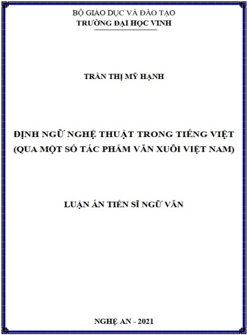 Luận án Định ngữ nghệ thuật trong tiếng Việt (qua một số tác phẩm văn xuôi Việt Nam)
