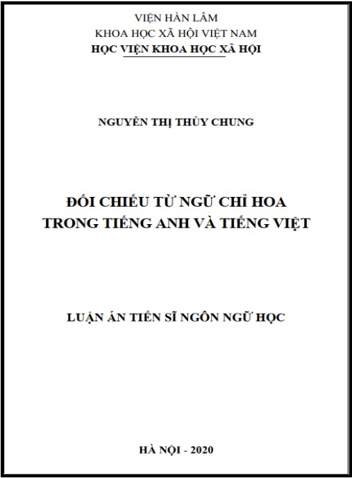 Luận án Đối chiếu từ ngữ chỉ hoa trong tiếng Anh và tiếng Việt