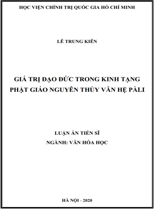 Luận án Giá trị đạo đức trong kinh tạng phật giáo nguyên thủy văn hệ pàli