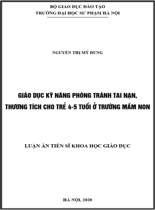 Luận án Giáo dục kỹ năng phòng tránh tai nạn, thương tích cho trẻ 4-5 tuổi ở trường mầm non