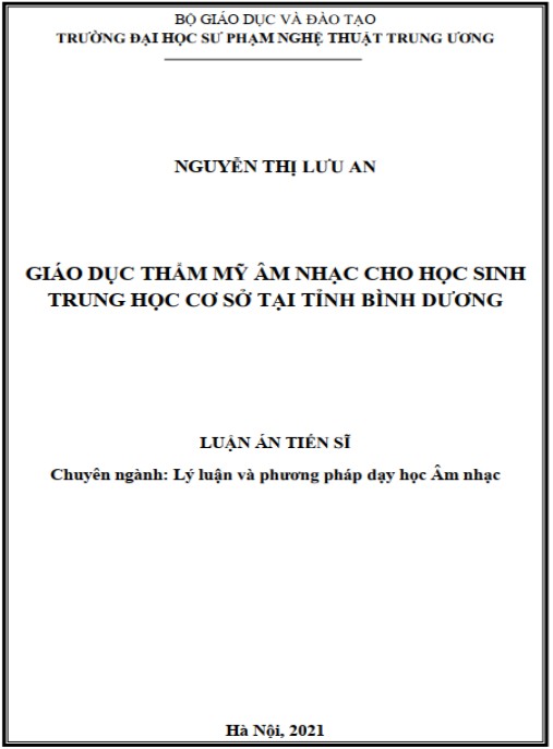 Luận án Giáo dục thẩm mỹ âm nhạc cho học sinh trung học cơ sở tại tỉnh Bình Dương