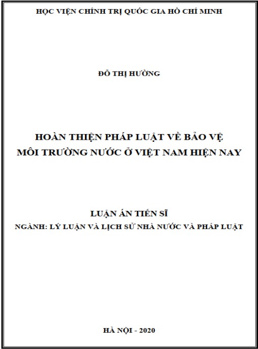 Luận án Hoàn thiện pháp luật về bảo vệ môi trường nước ở Việt Nam hiện nay