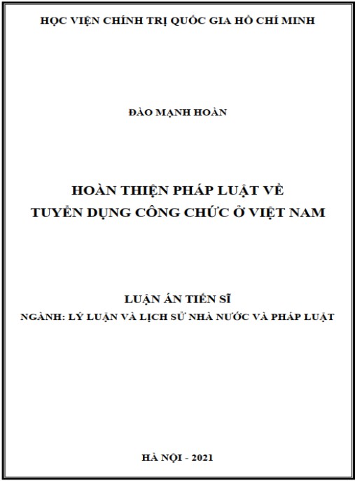Luận án Hoàn thiện pháp luật về tuyển dụng công chức ở Việt Nam