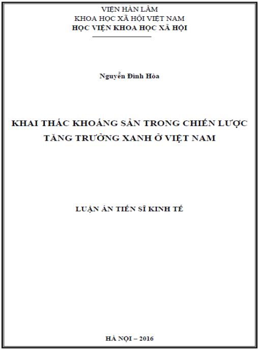 Luận án Khai thác khoáng sản trong chiến lược tăng trưởng xanh ở Việt Nam