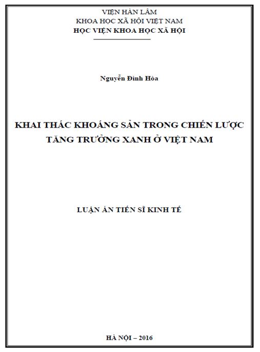 Luận án Khai thác khoáng sản trong chiến lược tăng trưởng xanh ở Việt Nam