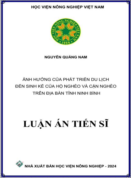 Luận án Ảnh hưởng của phát triển du lịch đến sinh kế của hộ nghèo và cận nghèo trên địa bàn tỉnh Ninh Bình