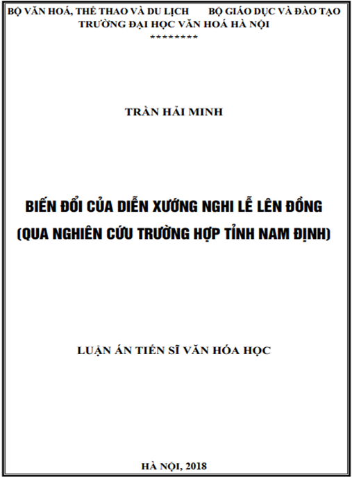 Luận án Biến đổi của diễn xướng nghi lễ lên đồng (qua nghiên cứu trường hợp tỉnh Nam Định)