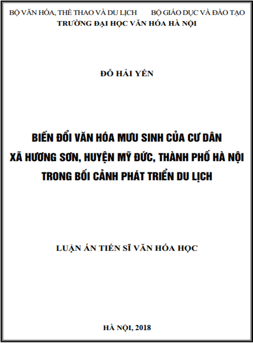Luận án Biến đổi văn hóa mưu sinh của cư dân xã Hương Sơn, huyện Mỹ Đức, thành phố Hà Nội trong bối cảnh phát triển du lịch