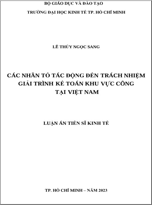 Luận án Các nhân tố tác động đến trách nhiệm giải trình kế toán khu vực công tại Việt Nam