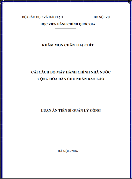 Luận án Cải cách bộ máy hành chính nhà nước Cộng hòa Dân chủ Nhân dân Lào