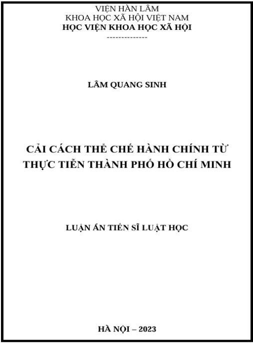 Luận án Cải cách thể chế hành chính từ thực tiễn thành phố Hồ Chí Minh