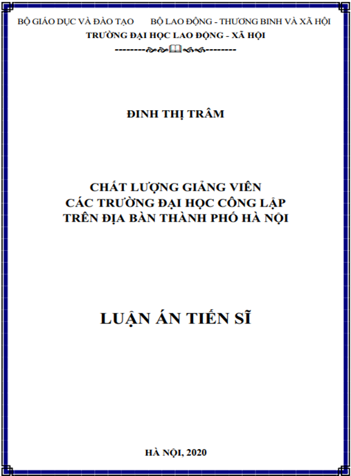 Luận án Chất lượng giảng viên các trường đại học công lập trên địa bàn thành phố Hà Nội