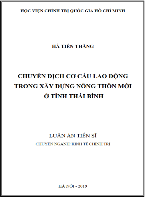 Luận án Chuyển cơ cấu lao động trong xây dựng nông thôn mới ở tỉnh Thái Bình