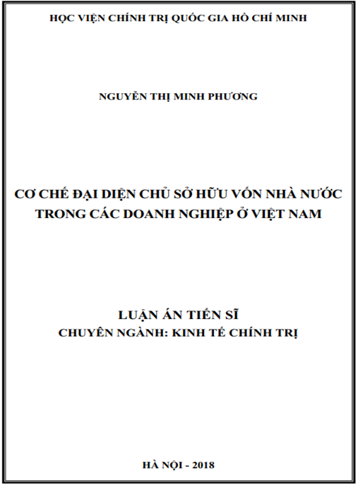 Luận án Cơ chế đại diện chủ sở hữu vốn nhà nước trong các doanh nghiệp ở Việt Nam