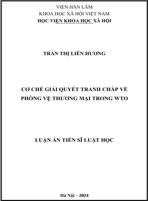 Luận án Cơ chế giải quyết tranh chấp về phòng vệ thương mại trong WTO
