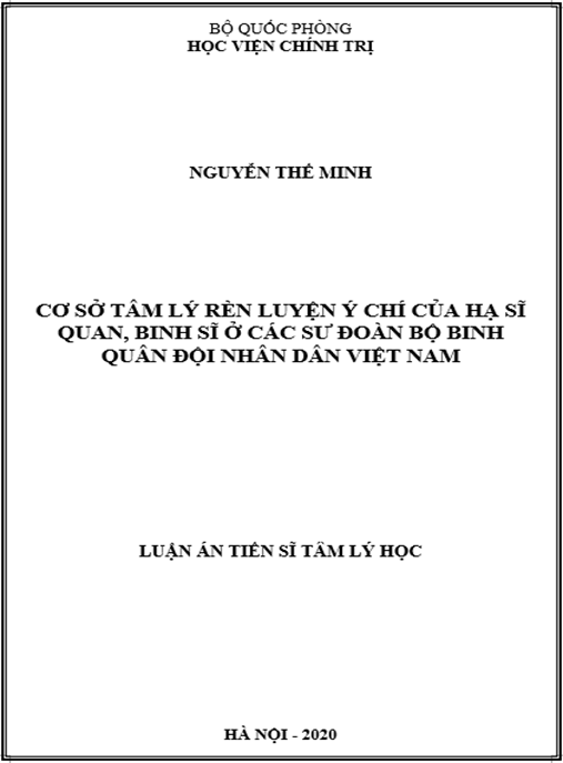 Luận án Cơ sở tâm lý rèn luyện ý chí của hạ sĩ quan, binh sĩ ở các sư đoàn bộ binh Quân đội nhân dân Việt Nam