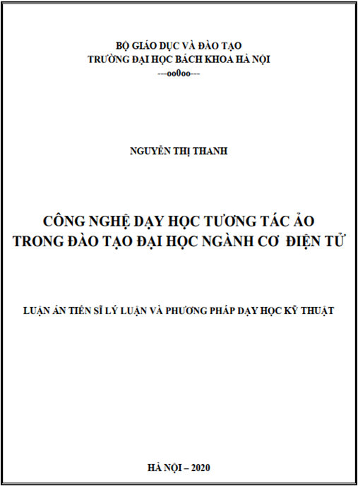 Luận án Công nghệ dạy học tương tác ảo trong đào tạo đại học ngành Cơ điện tử